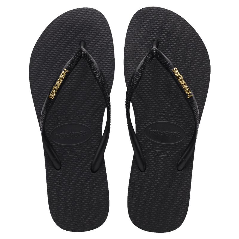 Load image into Gallery viewer, Havaianas Slim Gold Metal Logo Thongs
