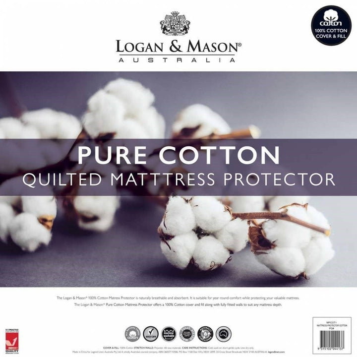 Logan & Mason Pure Cotton Quilted Mattress Protector Hannas
