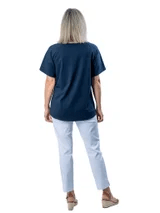 Equinox Womens Short Sleeve Raglan Stretch Cotton Top - Navy