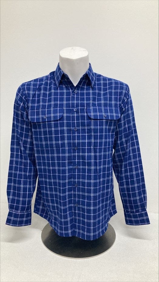 Load image into Gallery viewer, Bisley Mens Winterweight Brushed Large Check Navy Shirt
