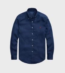 Ralph Lauren Mens Custom Fit Linen Shirt - Navy/Red