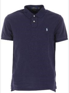 Ralph Lauren Men Custom Slim Fit Mesh Polo Shirt - Navy/Light Blue