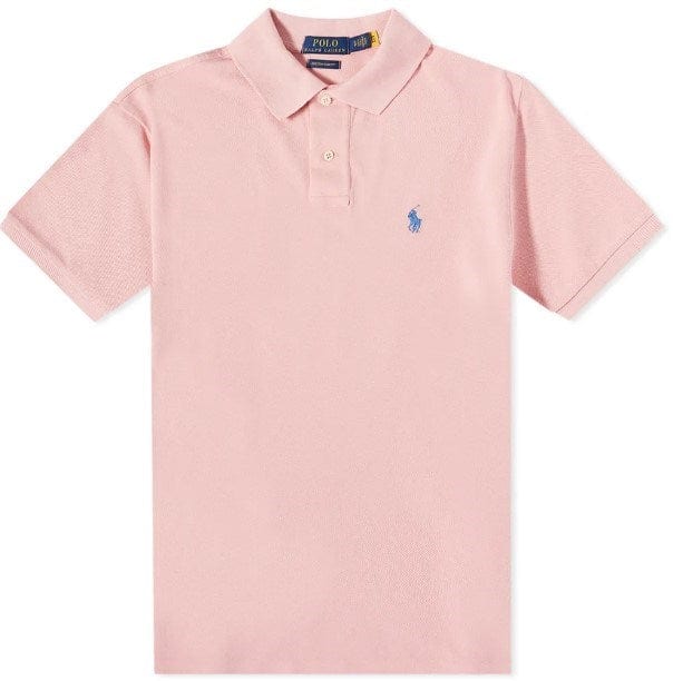 Ralph Lauren Mens Custom Slim Fit Polo Shirt - Carmel Pink/Blue