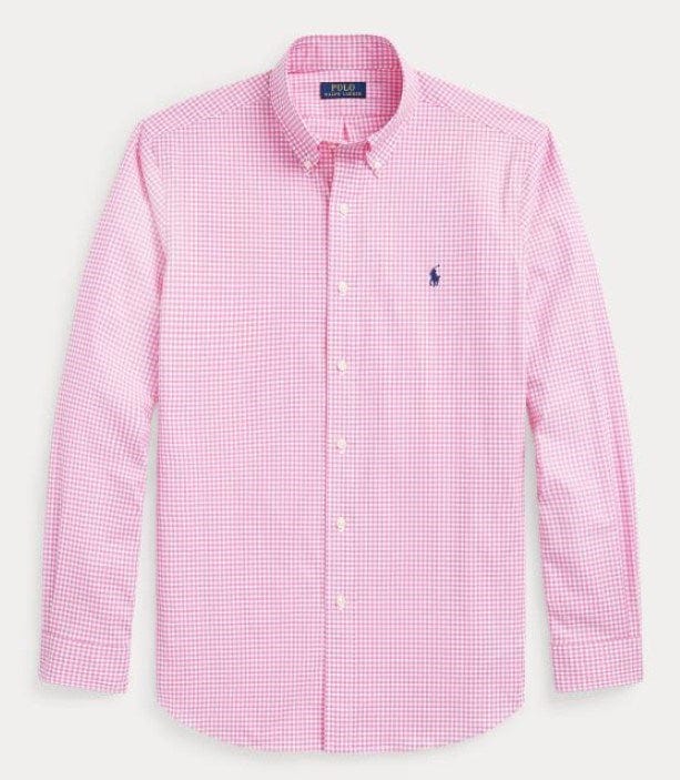 Load image into Gallery viewer, Ralph Lauren Mens Custom Fit Gingham Stretch Poplin Shirt - Pink
