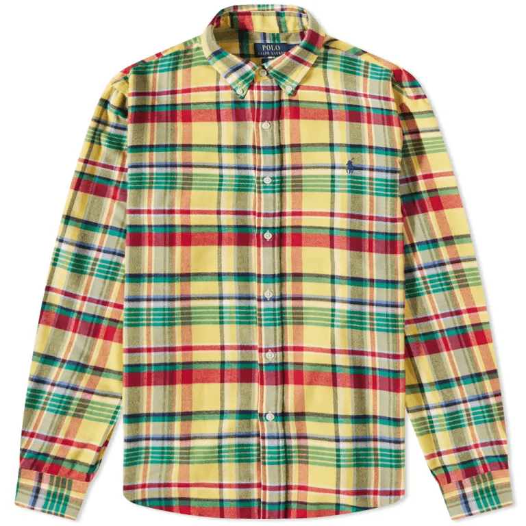 Load image into Gallery viewer, Ralph Lauren Mens Button Down Plaid Flannel Shirt - Yellow &amp; Red Multi
