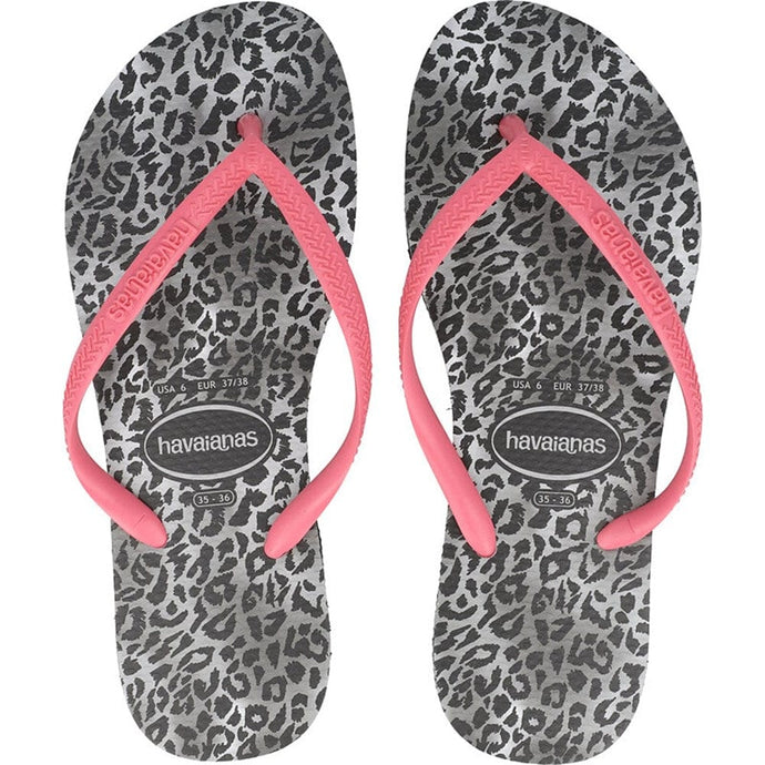 Havaianas Womens Pink Leopard Slim Thongs