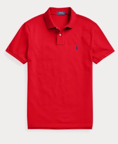 Ralph Lauren Mens Custom Slim Fit Polo Shirt - RL Red/Navy