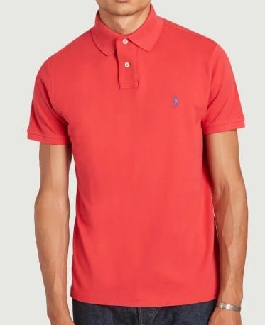 Ralph Lauren Mens Custom Slim Fit Polo Shirt - Red/Blue