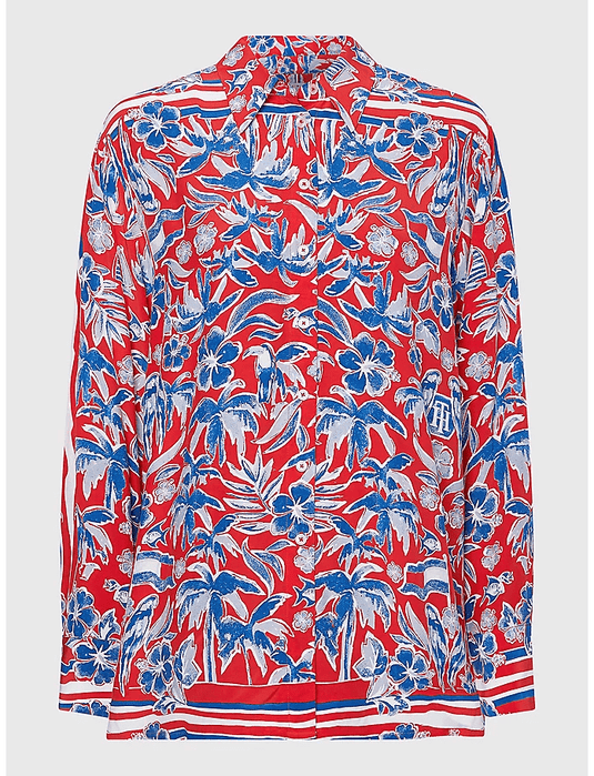 Tommy Hilfiger Womens Scarf Print Blouse