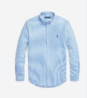 Ralph Lauren Mens Slim Fit Stretch Stripe Poplin Shirt - Blue/White