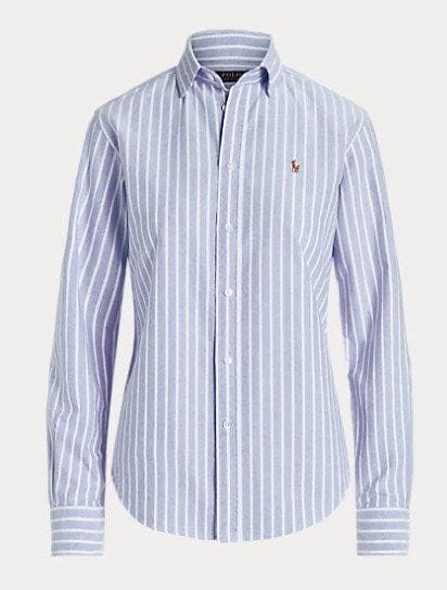 Ralph Lauren Womens Striped Oxford Slim Fit Shirt - Blue Stripe