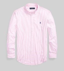 Ralph Lauren Mens Custom Fit Stretch Stripe Poplin Shirt - Pink/White