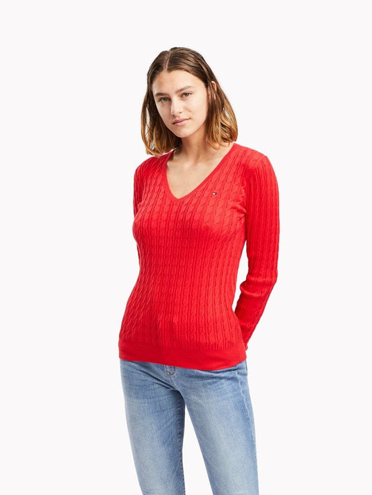 Tommy Hilfiger Womens Cable V-Neck Sweater
