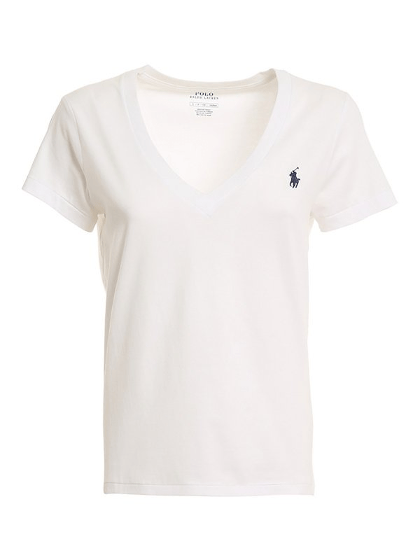 Load image into Gallery viewer, Ralph Lauren Womens Jersey V-Neck Tee - White
