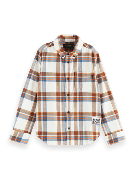 Yarn-dyed long-sleeved flannel shirt