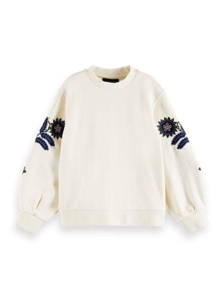 Scotch & Soda Girls Voluminous-sleeved embroidered sweatshirt