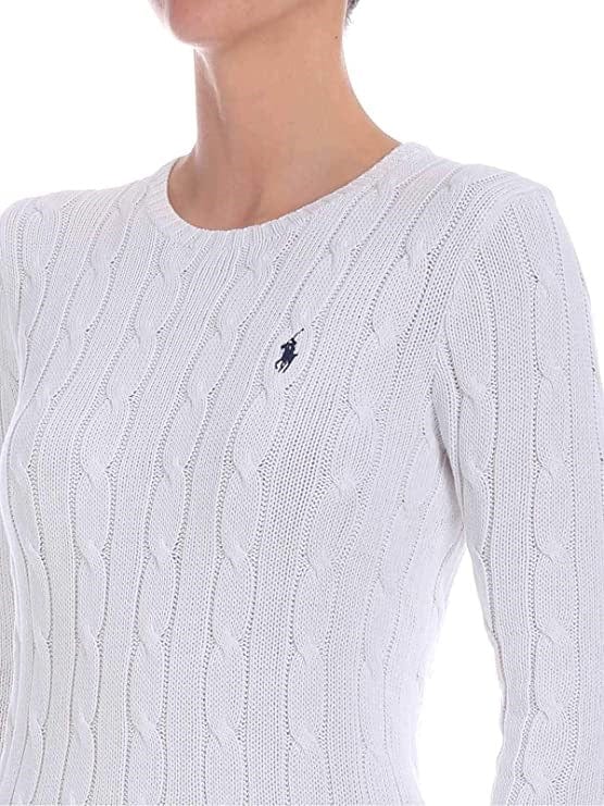 Load image into Gallery viewer, Ralph Lauren Womens Cable-Knit Cotton Crewneck Jumper - White
