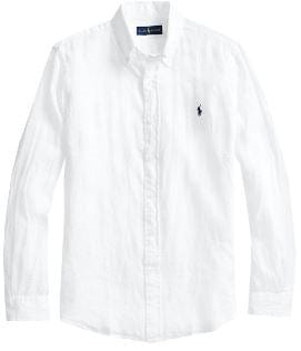Ralph Lauren Mens Custom Fit Linen Shirt-White