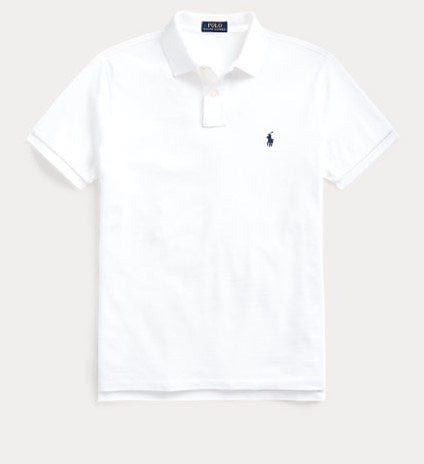 Ralph Lauren Mens Custom Slim Fit Polo Shirt - White/Navy